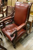 A William IV mahogany and leather armchair