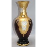 An amethyst and gilt glass vase H.42cm