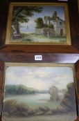 Victorian Schoolpair of oils on boardLandscapes,9.5 x 12in. rosewood frames.