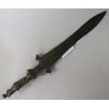 A 19th century bronze letter opener with figural torso handle 13in.