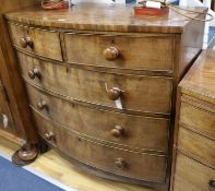 A Victorian mahogany bow-fronted five-drawer chest 107cm.