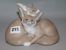 A Royal Copenhagen model of two fox cubs H.11.5cm