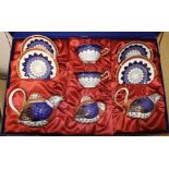 A Royal Crown Derby quail shape 9 piece tea set