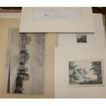 A folio of assorted prints and watercoloursincluding works by Robert Hills, Charles Rowbotham and