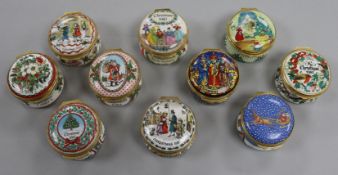 Ten Halcyon Days enamel Christmas boxes, 1980-1989