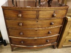 A mahogany bowfronted chest of drawers W.107cm