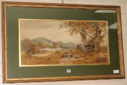 H.J. HoldingwatercolourHunting party at restsigned and dated 187213.5 x 27.5in.