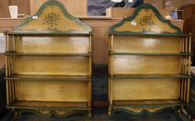 A pair of painted wood wall shelves, W.2ft 6in.