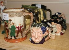 Five Royal Doulton Toby jugs and two large Toby jugs 10-16cm