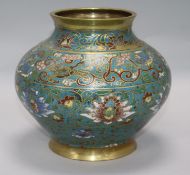 A Japanese champleve enamel vase 18.5cm.