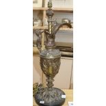 A large gilt cast metal Florentine style ewer table lamp