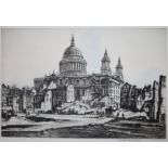 Henry Rushbury5 unframed etchingsFountains Abbey, St Pauls, Notre dame, Bow Bells, and Stirling