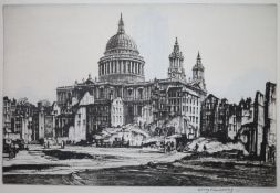 Henry Rushbury5 unframed etchingsFountains Abbey, St Pauls, Notre dame, Bow Bells, and Stirling