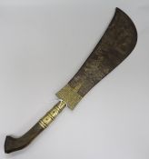 An Indian Moplah sword, Malabar, circa 1900, with engraved brass mounts