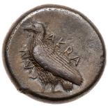 Sicily, Akragas. Silver Didrachm (8.66 g), ca. 510-480 BC. AKRA-CAN, eagle standing left. Reverse: