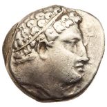 Bruttium, Kroton. Silver Drachm (3.14 g), ca. 300-250 BC. Male head right, hair tied with taenia.