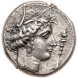 Sicily, Entella. Punic Occupation. Silver Tetradrachm (16.05 g), ca. 345/38-320/15 BC. Wreathed head