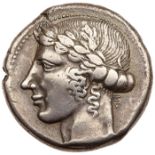 Sicily, Leontinoi. Silver Tetradrachm (16.87 g), ca. 440-430 BC. Laureate head of Apollo left.