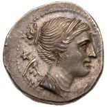 Bruttium, The Bretti. Silver Drachm (4.75 g), 216-214 BC. Second Punic War issue. Diademed and