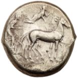 Sicily, Syracuse. Second Democracy. Silver Tetradrachm (16.85 g), 466-405 BC. Ca. 450-440 BC.