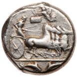 Sicily, Syracuse. Second Democracy. Silver Tetradrachm (17.03 g), 466-405 BC. Obverse die signed