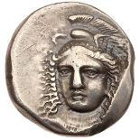 Lucania, Velia. Silver Nomos (6.99 g), ca. 334-300 BC. Obverse and reverse dies signed by Kleudoros.