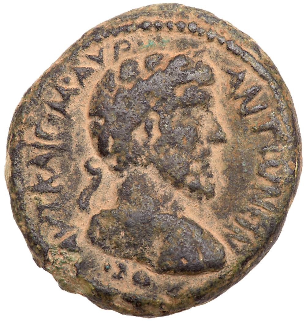 Gadara in Decapolis. Marcus Aurelius. Æ 25 (12.27 g), AD 161-180. CY 224 (AD 160/1). AVT KAIC M