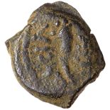 Judaea, Herodian Kingdom. Herod I. Æ Lepton (1.19 g), 40 BCE.-4 CE. Jerusalem. BACIΛ HPω[Δ],