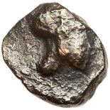 Judaea, Yehud (Judah). Silver Gerah (0.45 g), before 333 BCE. Imitating Athens. Helmeted head of