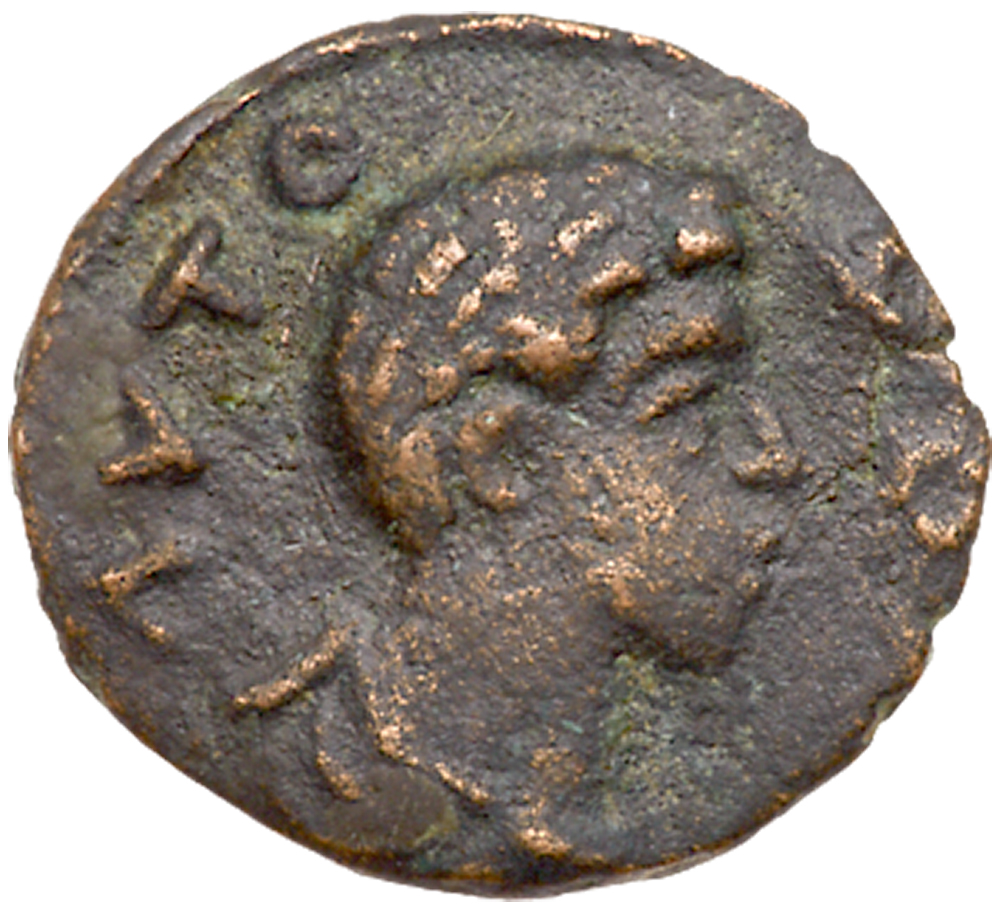 Commodus. Æ 14 (1.50 g), as Caesar, AD 166-177. Gerasa in Decapolis. AYTO KOM[O], bare-headed,