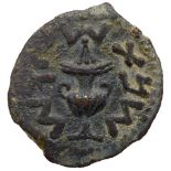 Judaea, The Jewish War. Æ Prutah (2.81 g), 66-70 CE. Jerusalem, year 3 (68/9 CE). 'Year three' (