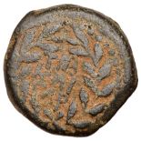 Judaea, Procuratorial. Valerius Gratus. Æ Prutah (2.18 g), 15-26 CE. Jerusalem, RY 4 of Tiberius (