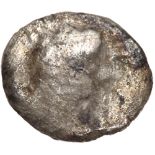 Philistia, Uncertain mints. Silver Hemiobol (0.42 g), mid 5th century-333 BC. Imitating Athens. Male
