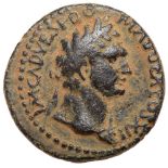 Judaea, Herodian Kingdom. Agrippa II, with Domitian. Æ 20 (4.65 g), ca. 50-100 CE. Caearea Maritima,