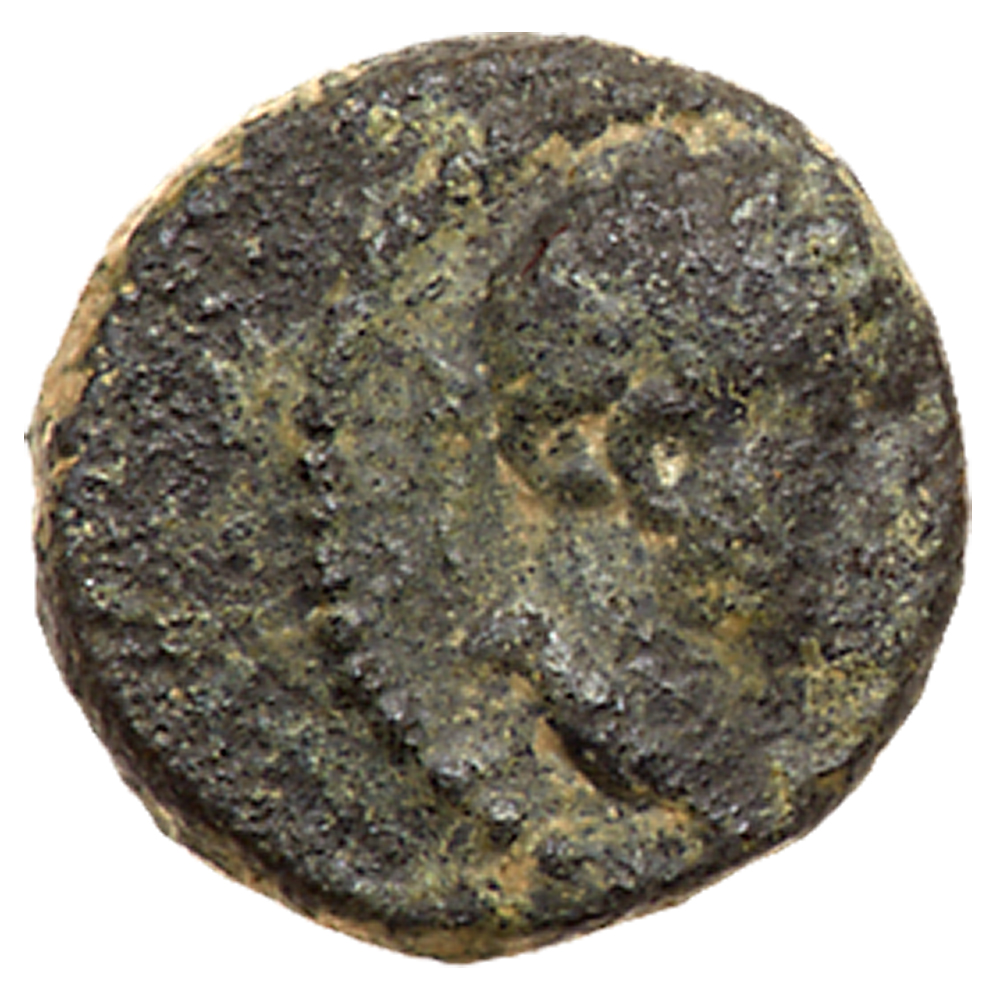 Judaea, Herodian Kingdom. Agrippa II, with Domitian. Æ 11 (1.63 g), ca. 50-100 CE. Caearea Maritima,