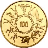 Israel. Atlanta Olympic Games (Flag in Color), State Gold Medal, 1996. 30 grams, 917 fine. 35 mm.