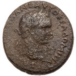 Judaea, Herodian Kingdom. Agrippa II, with Domitian. Æ 27 (15.90 g), ca. 50-100 CE. Caesarea Paneas,