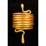 Striking and Most Unusual Yellow Gold 24 Kt. Snake Ring. Outstanding 24 kt. gold snake ring in the