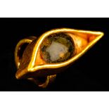 24K Yellow Gold Ring of an Egyptian Eye Inlay, Middle Kingdom, ca. 1963 B.C.-1650 B.C. Set in a