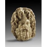 Kopf eines bärtigen Gottes. Römische Kaiserzeit, Ende 2. Jh. / Anfang 3. Jh. n. Chr. Weißer,