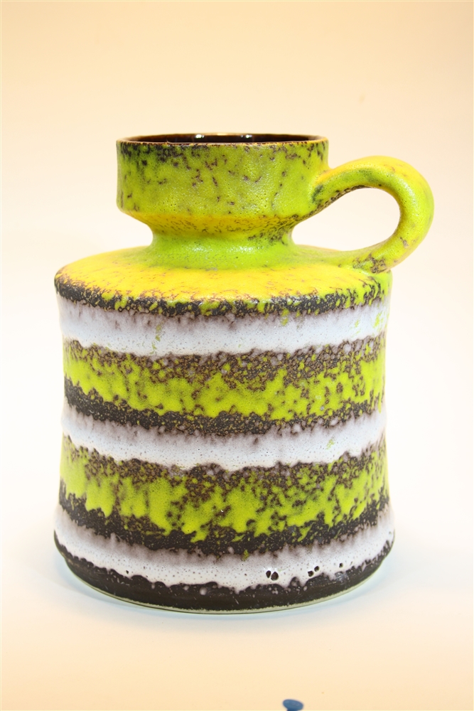 FIVE WEST GERMAN VASES BY BAY KERAMIK the largest piece a jug with band of 'Fat Lava' glaze 31cm - Image 4 of 6