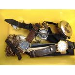 A COLLECTION OF ASSORTED GENTLEMAN'S AND LADY'S WRIST WATCHES also a silver open faced pocket watch;