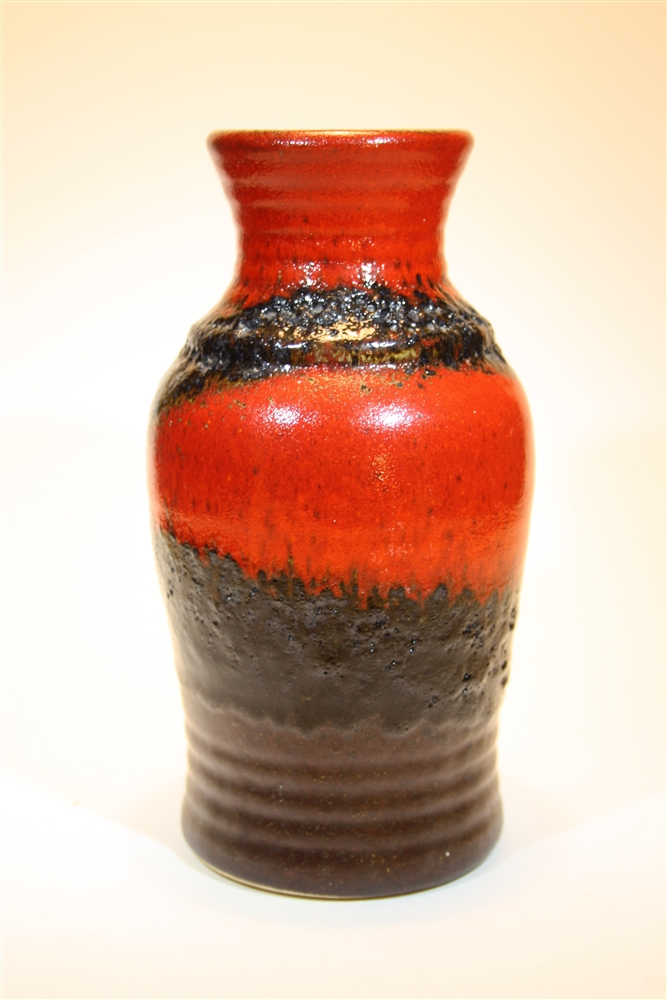 FIVE WEST GERMAN VASES BY BAY KERAMIK the largest piece a jug with band of 'Fat Lava' glaze 31cm - Image 6 of 6