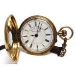 ANONYMOUS, AN 18 CARAT GOLD HALF HUNTER POCKETWATCH with stopwatch action, circa 1900, hallmarked