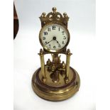 AN ANNIVERSARY CLOCK under glass dome, 30cm high overall