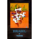 POSTERS - AVIATION Two Varig (Brazilian Airlines) advertising posters for 'Brasil', each 73cm x