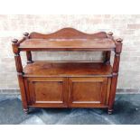 A VICTORIAN MAHOGANY RECTANGULAR BUFFET the shelf over raised on four fluted columns and with