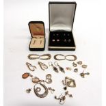 A QUANTITY OF GOLD EARRINGS with hallmarks, stamped '9ct' of '375'; some stone set; including a pair