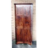 A GEORGIAN INLAID MAHOGANY STANDING CORNER CUPBOARD the upper portion with pair of panelled doors