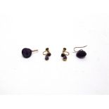 A PAIR OF LARGE FACETTED AMETHYST DROP EARRINGS with a pair of amethyst drop earrings to screw